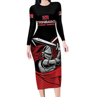 Custom Knight Riders Trinbago Cricket Long Sleeve Bodycon Dress Play Fight Win Repeat LT01