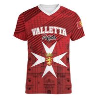 Personalised Malta Valletta Women V-Neck T-Shirt St Johns Cathedral