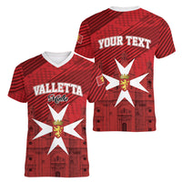 Personalised Malta Valletta Women V-Neck T-Shirt St Johns Cathedral