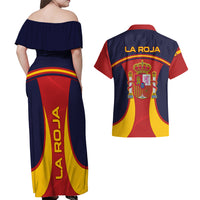 Spain Football Couples Matching Off Shoulder Maxi Dress and Hawaiian Shirt La Roja 2024 Sporty Style - Wonder Print Shop