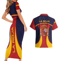 Spain Football Couples Matching Short Sleeve Bodycon Dress and Hawaiian Shirt La Roja 2024 Sporty Style - Wonder Print Shop