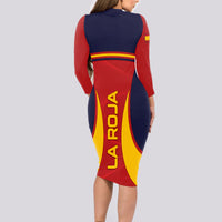 Spain Football Long Sleeve Bodycon Dress La Roja 2024 Sporty Style - Wonder Print Shop