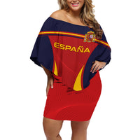 Spain Football Off Shoulder Short Dress La Roja 2024 Sporty Style - Wonder Print Shop