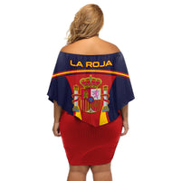 Spain Football Off Shoulder Short Dress La Roja 2024 Sporty Style - Wonder Print Shop