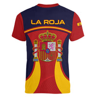 Spain Football Women V Neck T Shirt La Roja 2024 Sporty Style - Wonder Print Shop