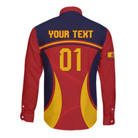 Custom Spain Football Long Sleeve Button Shirt La Roja 2024 Sporty Style - Wonder Print Shop
