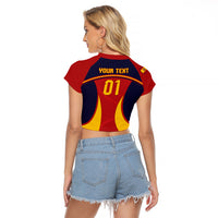 Custom Spain Football Raglan Cropped T Shirt La Roja 2024 Sporty Style - Wonder Print Shop
