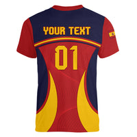 Custom Spain Football Women V Neck T Shirt La Roja 2024 Sporty Style - Wonder Print Shop