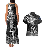 New Zealand Silver Fern Rugby Couples Matching Tank Maxi Dress and Hawaiian Shirt Maori Tiki Player With Ta Moko Tribal - Wonder Print Shop