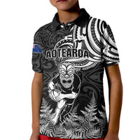 New Zealand Silver Fern Rugby Kid Polo Shirt Maori Tiki Player With Ta Moko Tribal - Wonder Print Shop