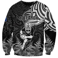 New Zealand Silver Fern Rugby Sweatshirt Maori Tiki Player With Ta Moko Tribal - Wonder Print Shop