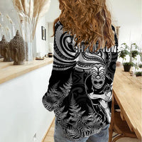 New Zealand Silver Fern Rugby Women Casual Shirt Maori Tiki Player With Ta Moko Tribal - Wonder Print Shop