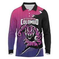 Custom Colombo Cricket Strikers Long Sleeve Polo Shirt Strike To Conquer - Wonder Print Shop