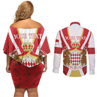 Personalized Monaco Couples Matching Off Shoulder Short Dress and Long Sleeve Button Shirt Deo Juvante - Wonder Print Shop