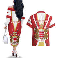 Personalized Monaco Couples Matching Off The Shoulder Long Sleeve Dress and Hawaiian Shirt Deo Juvante - Wonder Print Shop