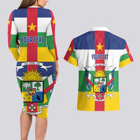 Personalized Central African Republic Couples Matching Long Sleeve Bodycon Dress and Hawaiian Shirt Zo Kwe Zo Flag Style - Wonder Print Shop