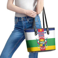 Central African Republic Leather Tote Bag Zo Kwe Zo Flag Style - Wonder Print Shop