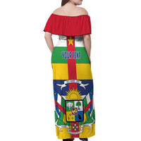 Personalized Central African Republic Off Shoulder Maxi Dress Zo Kwe Zo Flag Style - Wonder Print Shop