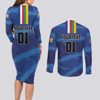 Custom Central African Republic Football Couples Matching Long Sleeve Bodycon Dress and Long Sleeve Button Shirt Go Les Fauves - Wonder Print Shop