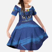Custom Central African Republic Football Family Matching Short Sleeve Bodycon Dress and Hawaiian Shirt Go Les Fauves - Wonder Print Shop