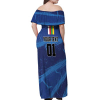 Custom Central African Republic Football Off Shoulder Maxi Dress Go Les Fauves - Wonder Print Shop