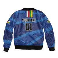 Custom Central African Republic Football Sleeve Zip Bomber Jacket Go Les Fauves - Wonder Print Shop