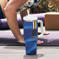 Custom Central African Republic Football Tumbler With Handle Go Les Fauves - Wonder Print Shop