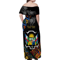 Personalized Central African Republic Family Matching Off Shoulder Maxi Dress and Hawaiian Shirt Protea African Pattern - Wonder Print Shop