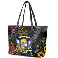Central African Republic Leather Tote Bag Protea African Pattern - Wonder Print Shop