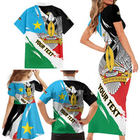 Personalized South Sudan Family Matching Short Sleeve Bodycon Dress and Hawaiian Shirt Grunge Flag Style - Wonder Print Shop