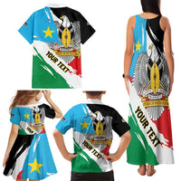 Personalized South Sudan Family Matching Tank Maxi Dress and Hawaiian Shirt Grunge Flag Style - Wonder Print Shop