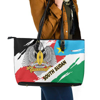 South Sudan Leather Tote Bag Grunge Flag Style - Wonder Print Shop