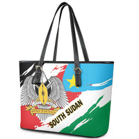 South Sudan Leather Tote Bag Grunge Flag Style - Wonder Print Shop