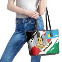 South Sudan Leather Tote Bag Grunge Flag Style - Wonder Print Shop