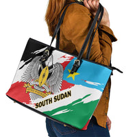 South Sudan Leather Tote Bag Grunge Flag Style - Wonder Print Shop