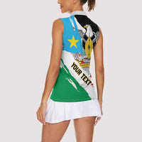 Personalized South Sudan Women Sleeveless Polo Shirt Grunge Flag Style - Wonder Print Shop