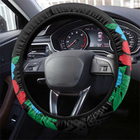 South Sudan Steering Wheel Cover Hibiscus Floral African Pattern - Wonder Print Shop
