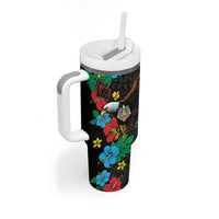 South Sudan Tumbler With Handle Hibiscus Floral African Pattern - Wonder Print Shop