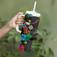 South Sudan Tumbler With Handle Hibiscus Floral African Pattern - Wonder Print Shop