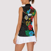 South Sudan Women Sleeveless Polo Shirt Hibiscus Floral African Pattern - Wonder Print Shop