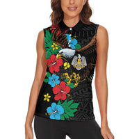 South Sudan Women Sleeveless Polo Shirt Hibiscus Floral African Pattern - Wonder Print Shop