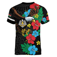 South Sudan Women V-Neck T-Shirt Hibiscus Floral African Pattern - Wonder Print Shop