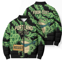 Personalized Portland Frog Resist Bomber Puffer Jacket Frogs Against Fascism - Wonder Print Shop