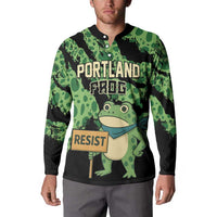 Personalized Portland Frog Resist Button Sweatshirt Frogs Against Fascism - Wonder Print Shop