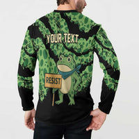 Personalized Portland Frog Resist Button Sweatshirt Frogs Against Fascism - Wonder Print Shop