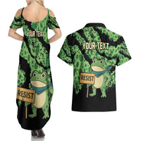 Personalized Portland Frog Resist Couples Matching Summer Maxi Dress and Hawaiian Shirt Frogs Against Fascism - Wonder Print Shop