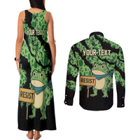 Personalized Portland Frog Resist Couples Matching Tank Maxi Dress and Long Sleeve Button Shirt Frogs Against Fascism - Wonder Print Shop