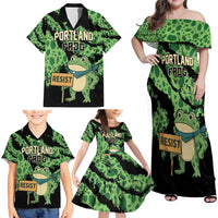 Personalized Portland Frog Resist Family Matching Off Shoulder Maxi Dress and Hawaiian Shirt Frogs Against Fascism - Wonder Print Shop