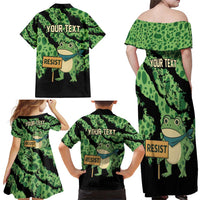 Personalized Portland Frog Resist Family Matching Off Shoulder Maxi Dress and Hawaiian Shirt Frogs Against Fascism - Wonder Print Shop
