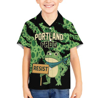 Personalized Portland Frog Resist Family Matching Off Shoulder Maxi Dress and Hawaiian Shirt Frogs Against Fascism - Wonder Print Shop